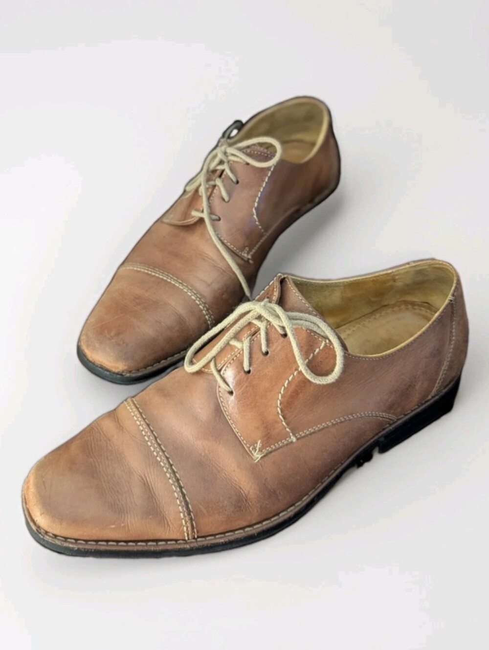 Sandro Moscoloni Bryan Men 12 EEE Extra Wide Brown Leather Cap Toe Derby Shoes